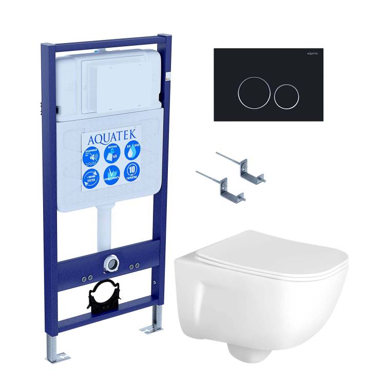 Комплект Aquatek Дива SET AQUATEK ДИВА-020 4в1 кнопка черный матовый