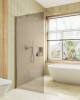 Душевая перегородка MaybahGlass MGD-697-3ш 79x195, стекло бронза матовая 8 мм, профиль золото