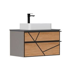 Тумба под раковину Equil Ferro tpFERRO80.2Y-11 подвесная, серый, светлое дерево, 96.6x46.6