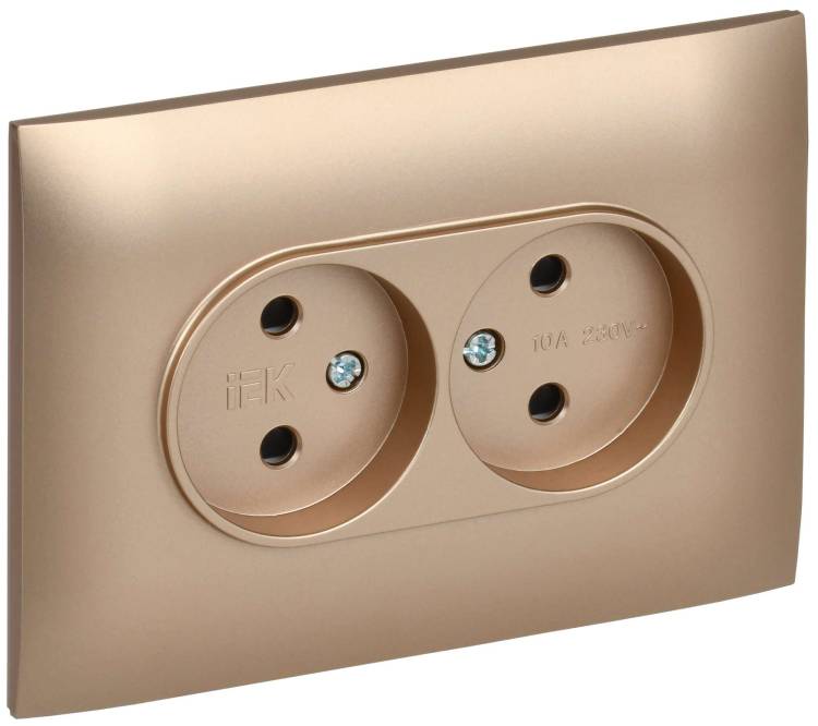 Розетка 2-местная с защитными шторками IEK Skandy SK-R23-10-K98-F песочный