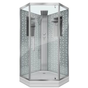 Душевая кабина Niagara Luxe NG-7717WBK 1000x1000х2100 низкий поддон стенки БЕЛЫЕ БЕЗ КРЫШИ