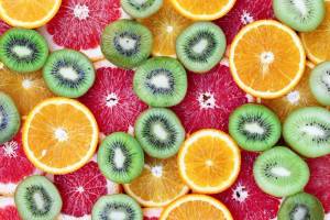 3D Фотообои Artegrafico «Нарезка цитрусов и киви» FRUIT006 песок