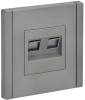 Розетка телефонная RJ11+Ethernet RJ45 IEK Forte&Piano FP-KT20-O-1-K46 сталь