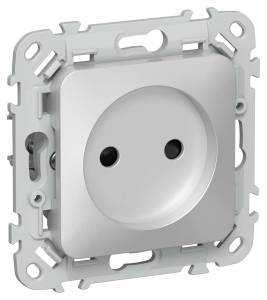 Розетка 1-местная с защитными шторками IEK Flite FI-R13-10-K47 алюминий