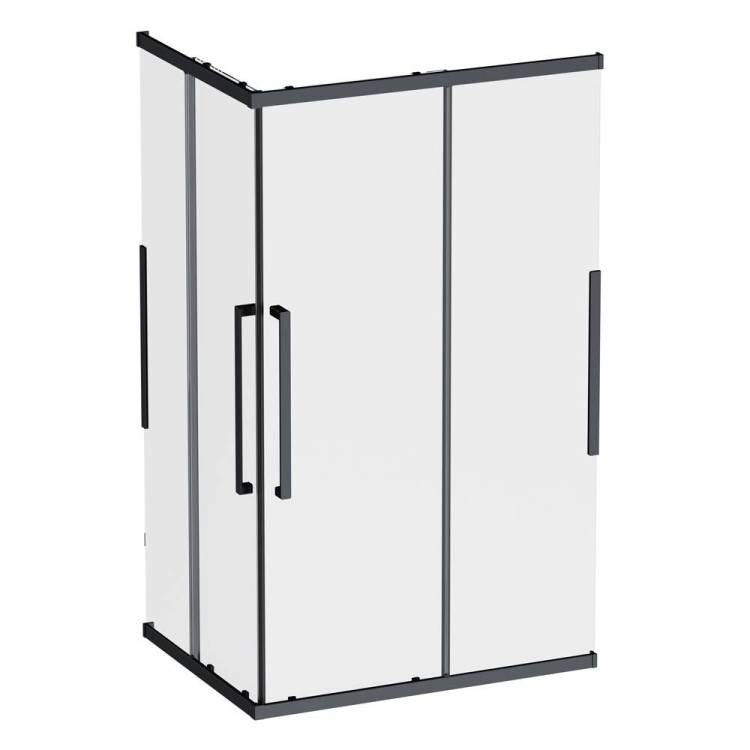 Душевой уголок AM.PM Func W84G-403-12090-BТ Square Slide 120х90, черный, прозрачное