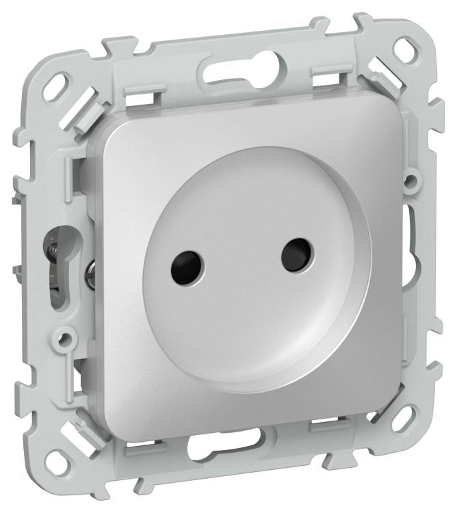 Розетка 1-местная с защитными шторками IEK Flite FI-R13-10-K47 алюминий