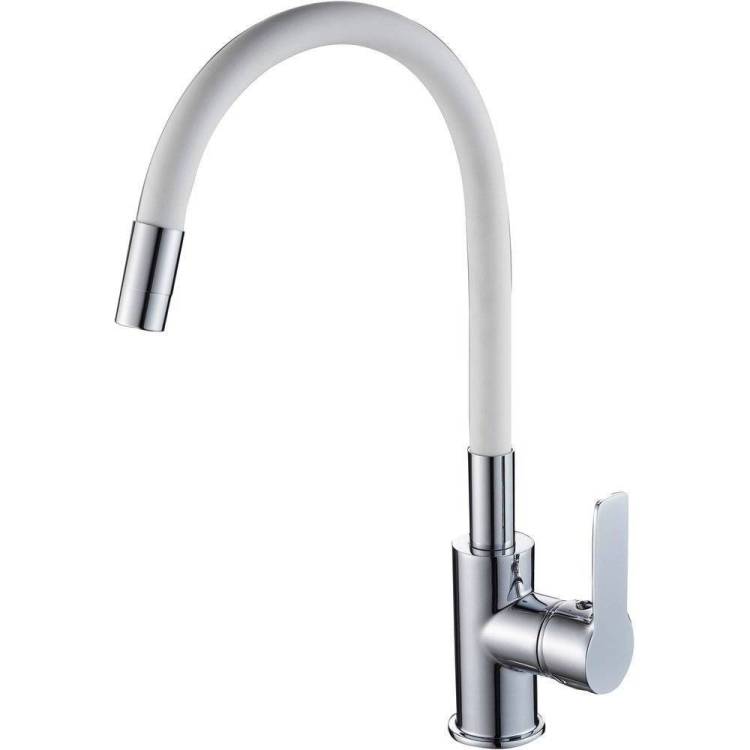 Смеситель для кухни Rush Siple SI7335-60White с гибким изливом, белый