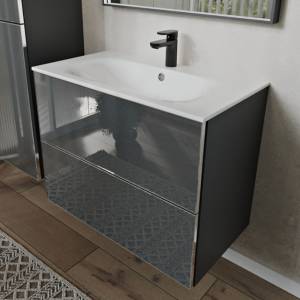 Тумба с раковиной Terminus Vega VEG10802701601OSL графит, 80x62