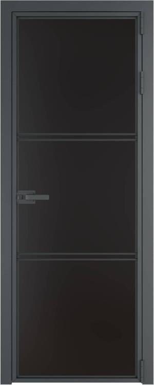 Межкомнатная дверь Profil Doors 3 AX цвет профиля Серая ночь, стекло безопасное 6 мм монохром черный 600x2000