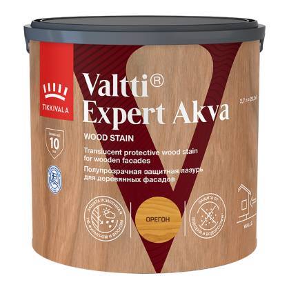 Высокоэффективная декоративно-защитная лазурь Tikkivala Valtti Expert Akva полуматовая орегон 2.7 л