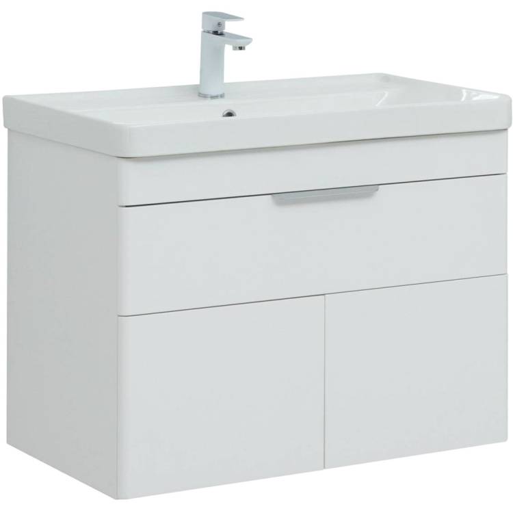 Тумба с раковиной Aquanet Ирис new 00310150 815 белый глянец, 1 ящик, 2 дверцы
