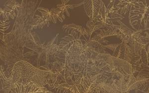 3D Фотообои Artegrafico «Золотые леопарды в листве на коричневом» LST-039 акварель