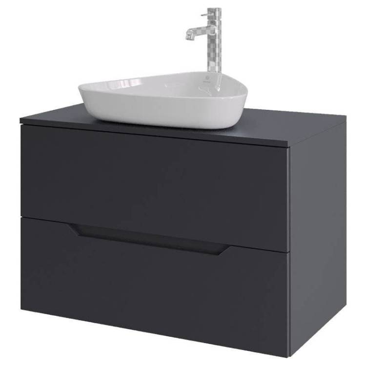 Тумба с раковиной Orange Line Li-80TugMDF+B07-500W графит матовый, 80.5 см