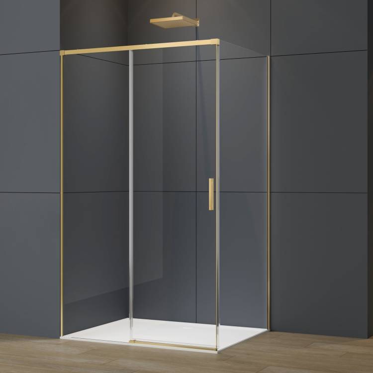 Душевой уголок Vincea Soft 2 (Софт 2) VSR-3SO28012CLG профиль брашированное золото, стекло прозрачное, 100x80x200