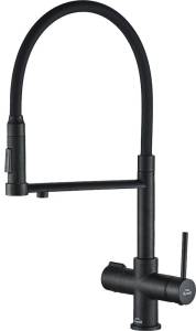 Смеситель для кухни ZorG Steel Hammer SH 2003 BLACK черный, с гибким изливом