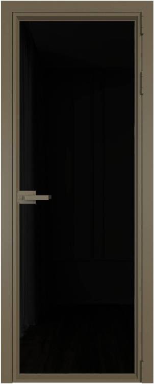 Межкомнатная дверь Profil Doors 1 AV цвет профиля Шампань, стекло безопасное 6 мм черный триплекс 600x2000