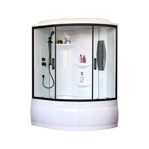 Душевая кабина Royal Bath RB 170ALP-T-BL левая, профиль черный, стекло прозрачное, 170x100x225