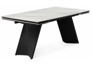 Стол Notta Вейв 626007 белый с прожилками gilt white, черный 160(220)x89x75