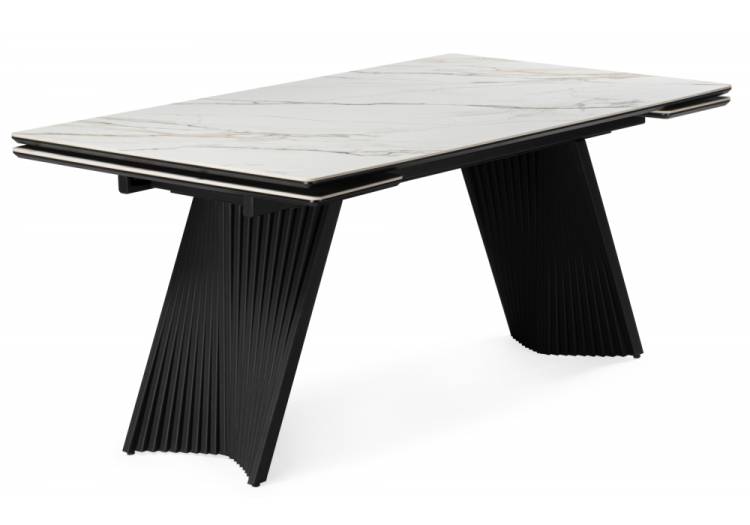 Стол Notta Вейв 626007 белый с прожилками gilt white, черный 160(220)x89x75