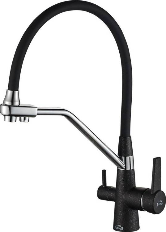 Смеситель для кухни ZorG Steel Hammer SH 903-6 Black Cr с гибким изливом