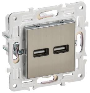Розетка USB type A+A IEK Skandy SK-U21-D31-K50 никель