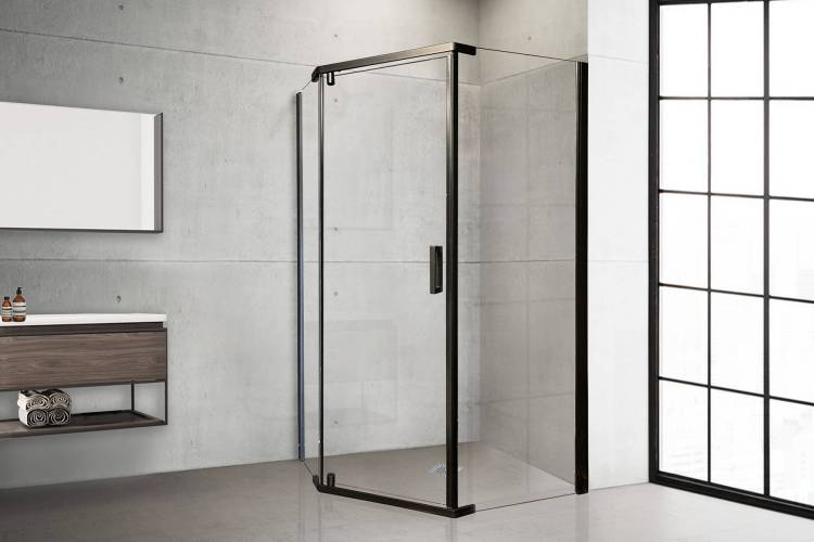 Душевой уголок Royal Bath RB 1290TR-T-BL профиль черный, стекло прозрачное, 90x120x200