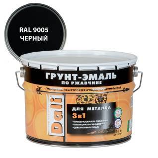 Грунт-эмаль по ржавчине 3 в 1 гладкая алкидная Dali RAL 9005 черный 10 л
