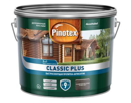 Пропитка-антисептик быстросохнущая 3 в 1 Pinotex Classic Plus скандинавский серый 2.5 л