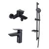 Душевой комплект Aquatek Вега AQ1030MB Смеситель для раковины + Смеситель для ванны + Душевой гарнитур, черный матовый