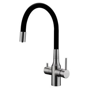 Смеситель для кухни Paulmark Salix Sa213419-BS с гибким изливом, брашированная сталь