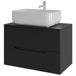 Тумба с раковиной Orange Line Li-80TubMDF+B03-600W черная матовая, 80.5 см