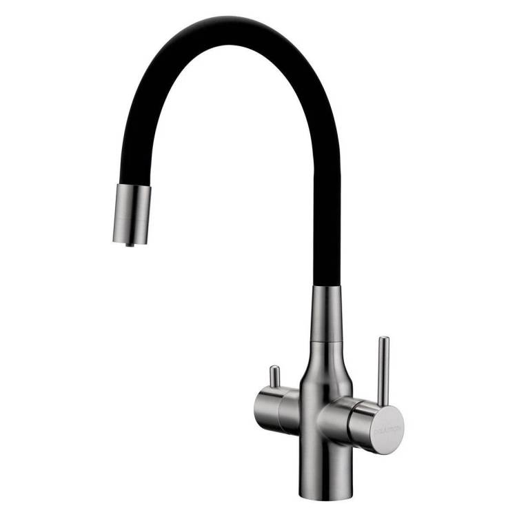 Смеситель для кухни Paulmark Salix Sa213419-BS с гибким изливом, брашированная сталь