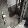 Душевая дверь в нишу MaybahGlass MGD-498-4 с добором на петлях, стекло бронза матовая, профиль хром глянцевый, 1950x1200 фото 4