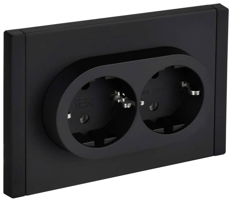 Розетка 2-местная с заземлением IEK Forte&Piano FP-R21-16-1-M-K02 черный