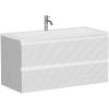 Тумба под раковину Sancos Folk FL100W подвесная, с рельефным фасадом, bianco