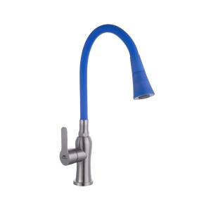 Смеситель для кухни Fashun A54801+N7351 с гибким изливом, сатин, синий