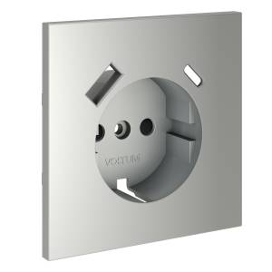Лицевая панель для розетки с заземлением, шторками и USB Type A+C Voltum S70 VLS001005 сталь