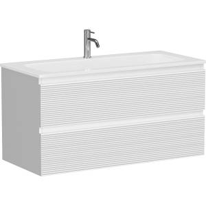 Тумба под раковину Sancos Folk FL100W подвесная, с рельефным фасадом, bianco