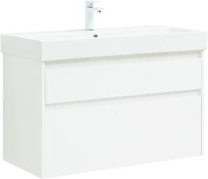 Тумба с раковиной Aquanet Nova Lite 100 291826 Белый глянец