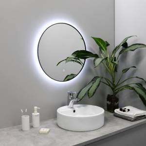 Зеркало Fixsen FX-1060F с LED подсветкой, графит, 60х60 см