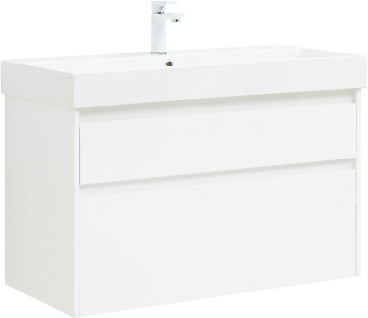 Тумба с раковиной Aquanet Nova Lite 100 291826 Белый глянец