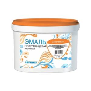 Эмаль акриловая для наружных и внутренних работ Оптимист E305 полуглянцевая супербелая морозостойкая 3 кг