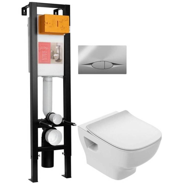 Унитаз с инсталляцией Jacob Delafon Struktura E21754RU-00 с кнопкой хром