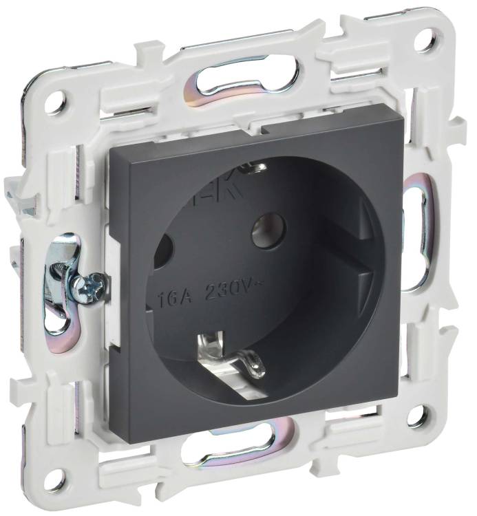 Розетка 1-местная с заземлением IEK Skandy SK-R11-16-K48 титан