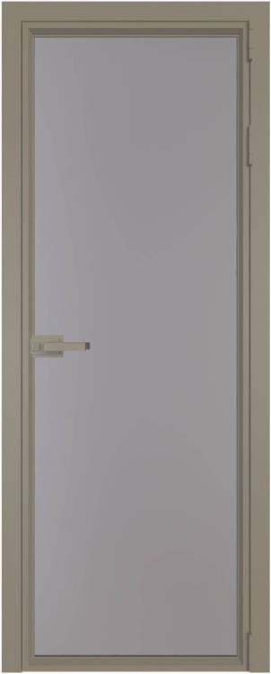 Межкомнатная дверь Profil Doors 1 AV цвет профиля Никель матовый, стекло безопасное 6 мм монохром серый 600x2000