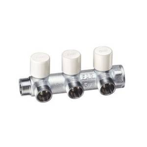 Балансировочный коллектор FAR 3/4 (НР-ВР) с 3 отводами 1/2 EU, хром