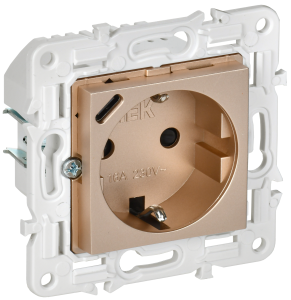 Розетка 1-местная с заземлением, шторками и USB Type С IEK Skandy SK-R14-16-U14-018-K98 песочный