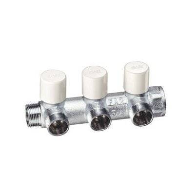 Балансировочный коллектор FAR 3/4 (НР-ВР) с 3 отводами 1/2 EU, хром