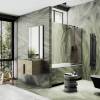 Шторка на ванну MaybahGlass MGV-76-6у стекло бронза матовая, профиль черный, 1400x800 фото 2