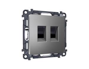 Комплект механизма компьютерной двойной розетки Ambrella Volt MA MA662110 антрацит серый